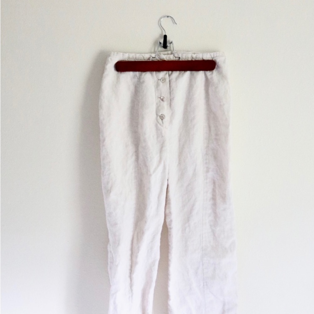 Seeds Linen Brown Buttons With Drawstring Trousers - image 2